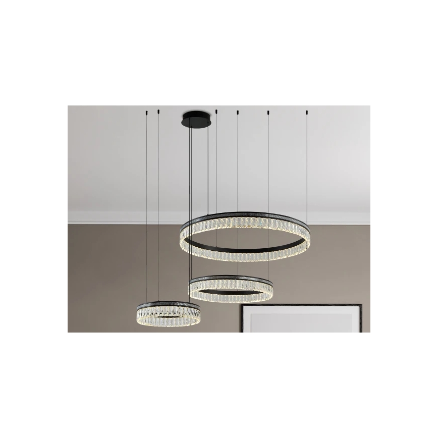Lustre de cristal LED regulável suspenso por cabo THALIA LED/120W/230V 3000-6000K + comando à distância