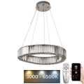 Lustre de cristal regulável num fio LED/40W/230V 3000-6500K cromado brilhante + comando