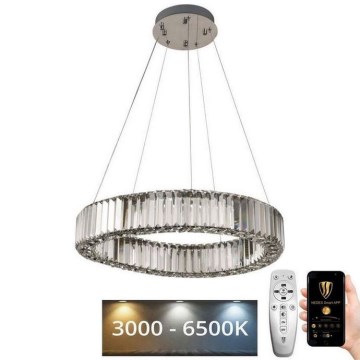 Lustre de cristal regulável num fio LED/40W/230V 3000-6500K cromado brilhante + comando