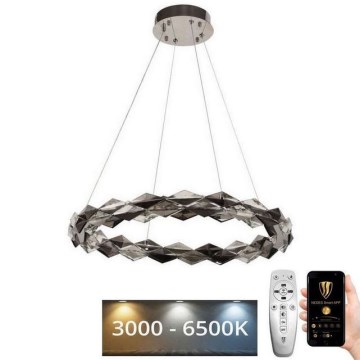 Lustre de cristal regulável num fio LED/40W/230V 3000-6500K cromado brilhante + comando