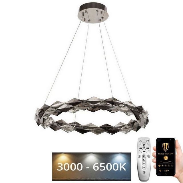 Lustre de cristal regulável num fio LED/40W/230V 3000-6500K cromado brilhante + comando