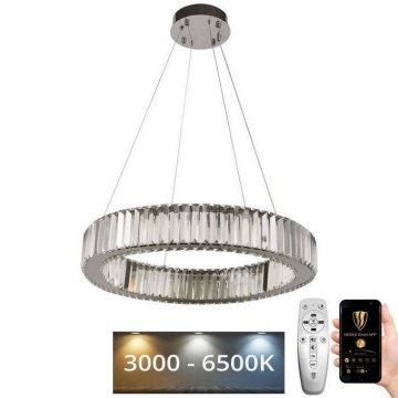 Lustre de cristal regulável num fio LED/40W/230V 3000-6500K cromado brilhante + comando