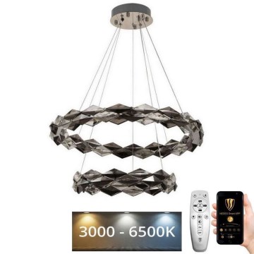 Lustre de cristal regulável num fio LED/65W/230V 3000-6500K cromado brilhante + comando
