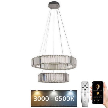 Lustre de cristal regulável num fio LED/65W/230V 3000-6500K cromado brilhante + comando