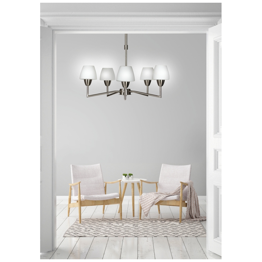Lustre de haste TOGO 5xG9/40W/230V cromado fosco/branco