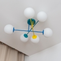 Lustre de montagem direta ao tecto MOON 6xE27/15W/230V turquesa/amarelo/azul