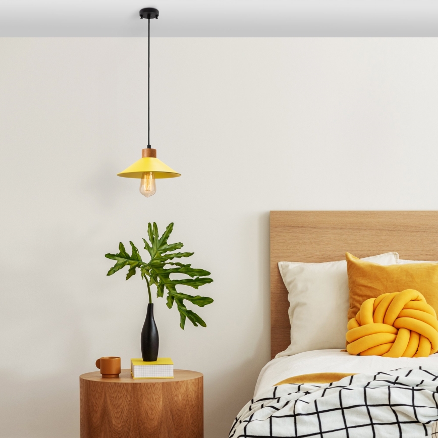 Lustre de pendurar MANAVGAT 1xE27/40W/230V amarelo/castanho