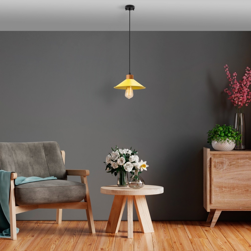 Lustre de pendurar MANAVGAT 1xE27/40W/230V amarelo/castanho