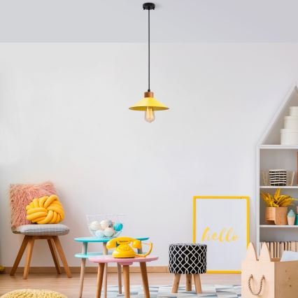 Lustre de pendurar MANAVGAT 1xE27/40W/230V amarelo/castanho