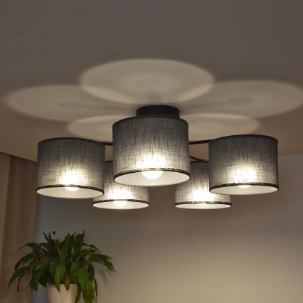 Lustre de tecto aplicado ALBA 5xE27/15W/230V cinzento