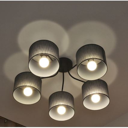 Lustre de tecto aplicado ALBA 5xE27/15W/230V cinzento