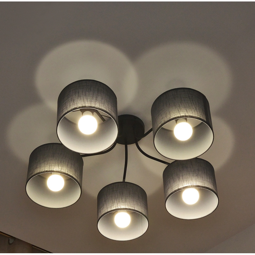 Lustre de tecto aplicado ALBA 5xE27/15W/230V cinzento