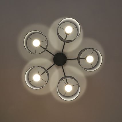 Lustre de tecto aplicado ALBA 5xE27/15W/230V cinzento