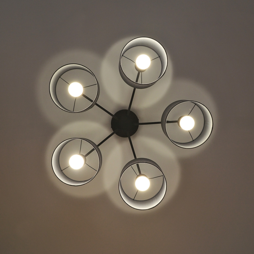 Lustre de tecto aplicado ALBA 5xE27/15W/230V cinzento