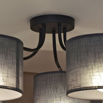 Lustre de tecto aplicado ALBA 5xE27/15W/230V cinzento
