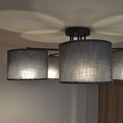 Lustre de tecto aplicado ALBA 5xE27/15W/230V cinzento