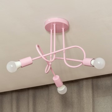 Lustre de tecto aplicado OXFORD 3xE27/15W/230V rosa