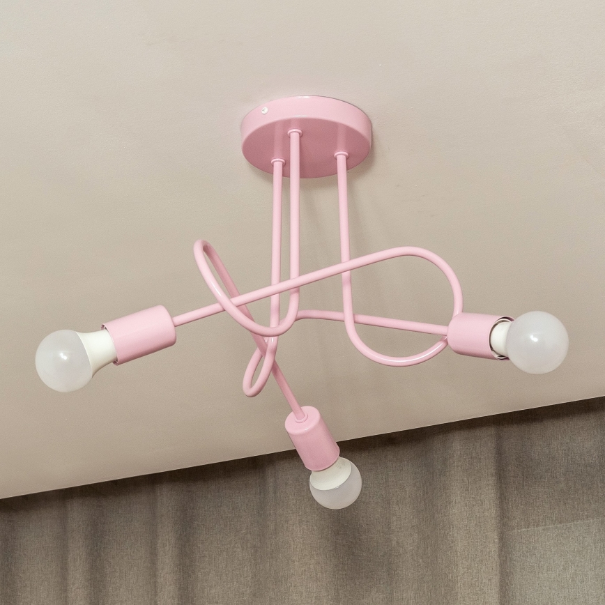 Lustre de tecto aplicado OXFORD 3xE27/15W/230V rosa