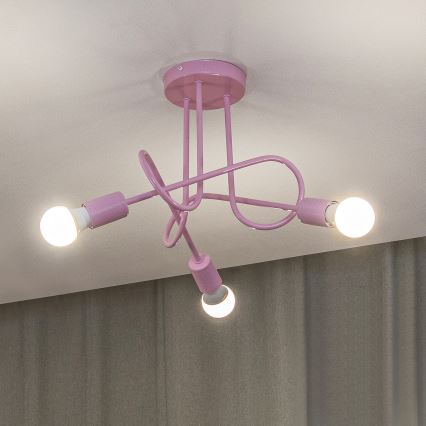 Lustre de tecto aplicado OXFORD 3xE27/15W/230V rosa