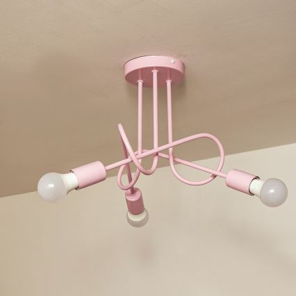 Lustre de tecto aplicado OXFORD 3xE27/15W/230V rosa