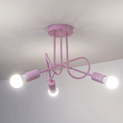 Lustre de tecto aplicado OXFORD 3xE27/15W/230V rosa