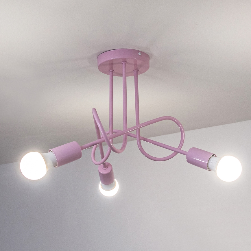 Lustre de tecto aplicado OXFORD 3xE27/15W/230V rosa