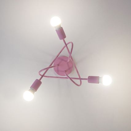 Lustre de tecto aplicado OXFORD 3xE27/15W/230V rosa