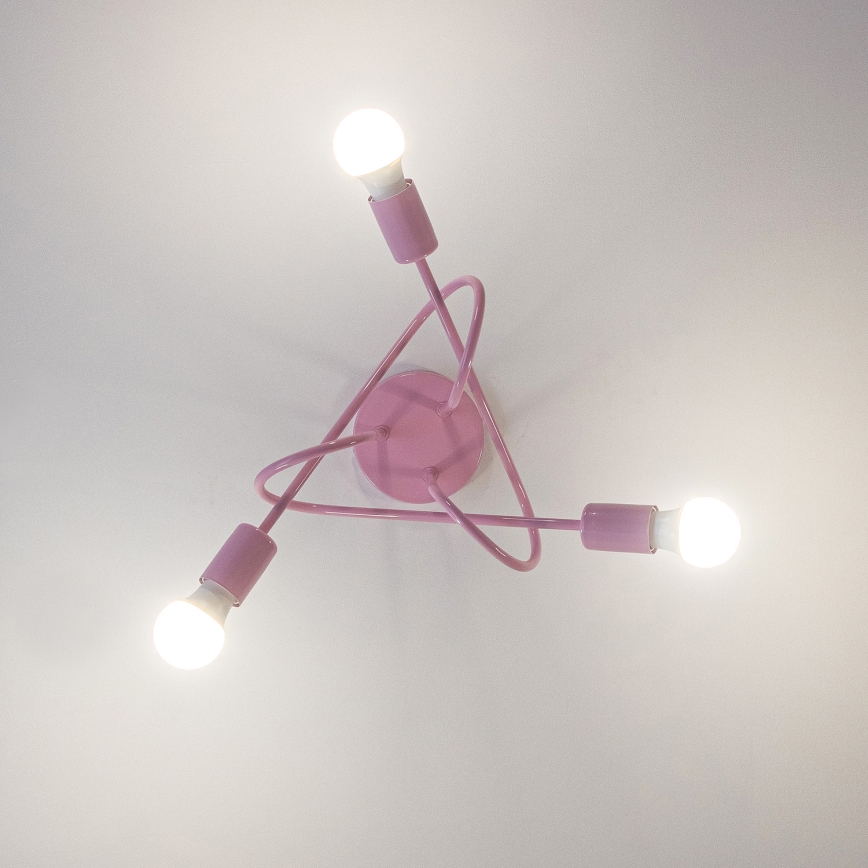 Lustre de tecto aplicado OXFORD 3xE27/15W/230V rosa