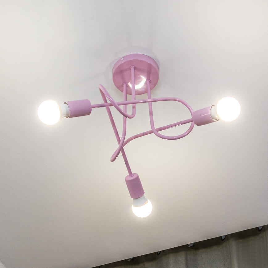 Lustre de tecto aplicado OXFORD 3xE27/15W/230V rosa