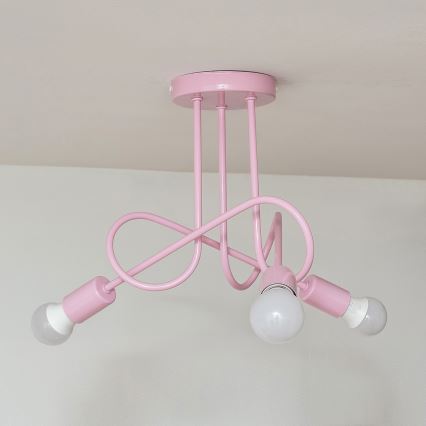 Lustre de tecto aplicado OXFORD 3xE27/15W/230V rosa