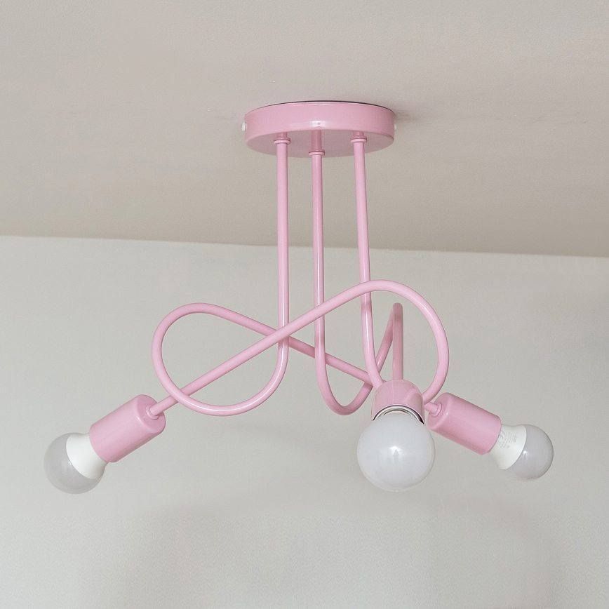 Lustre de tecto aplicado OXFORD 3xE27/15W/230V rosa
