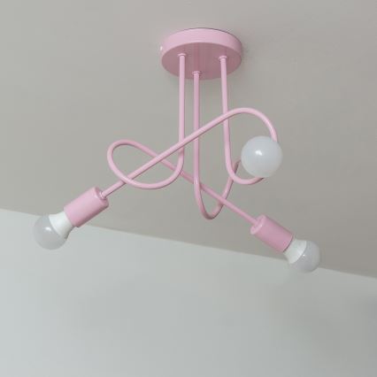 Lustre de tecto aplicado OXFORD 3xE27/15W/230V rosa