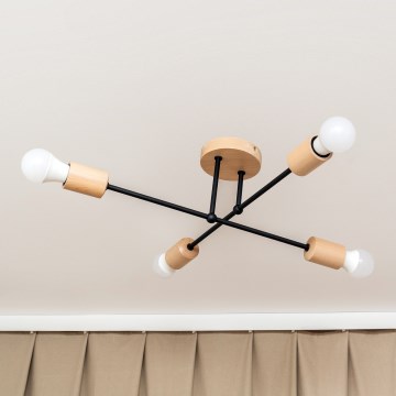 Lustre de tecto CAMBRIDGE, montagem de superfície, 4xE27/15W/230V — acabamento em pinho
