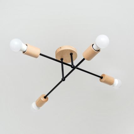 Lustre de tecto CAMBRIDGE, montagem de superfície, 4xE27/15W/230V — acabamento em pinho
