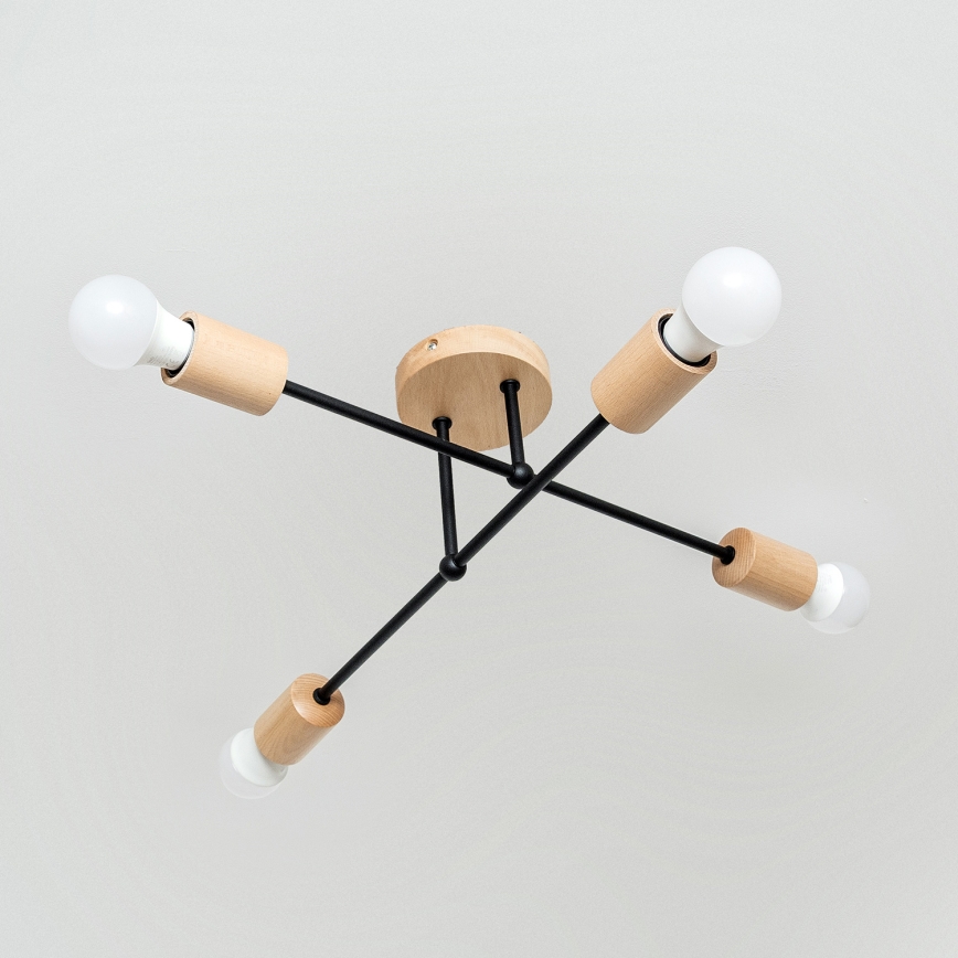 Lustre de tecto CAMBRIDGE, montagem de superfície, 4xE27/15W/230V — acabamento em pinho
