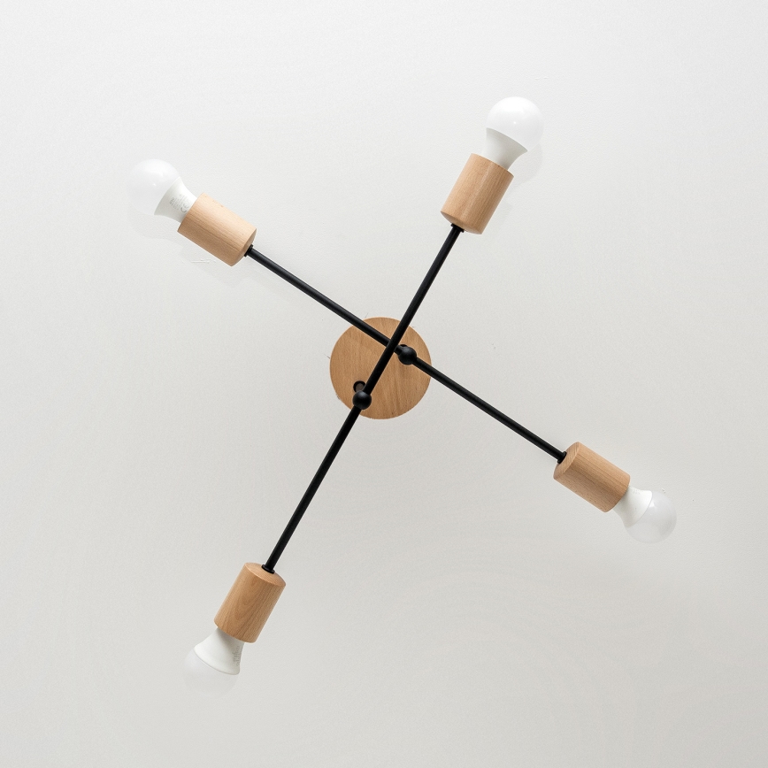 Lustre de tecto CAMBRIDGE, montagem de superfície, 4xE27/15W/230V — acabamento em pinho