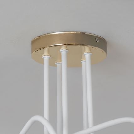 Lustre de tecto de montagem direta OXFORD 5xE27/15W/230V dourado/branco