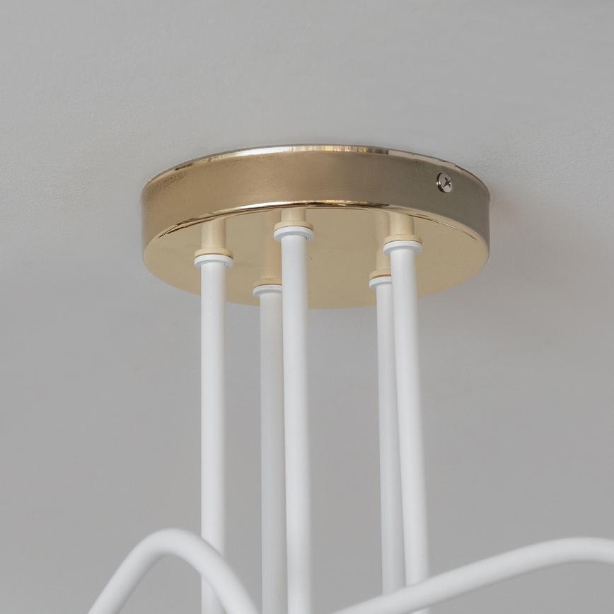 Lustre de tecto de montagem direta OXFORD 5xE27/15W/230V dourado/branco