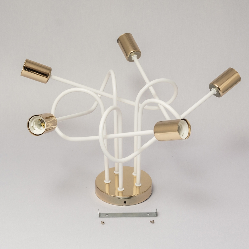 Lustre de tecto de montagem direta OXFORD 5xE27/15W/230V dourado/branco
