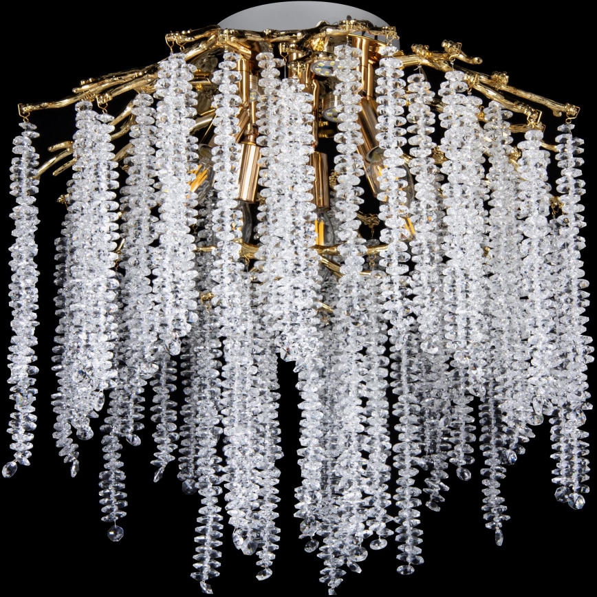 Lustre de tecto de montagem superficial 6xE14/60W/230V + 3xLED/3W Ø 54 cm, acabamento dourado