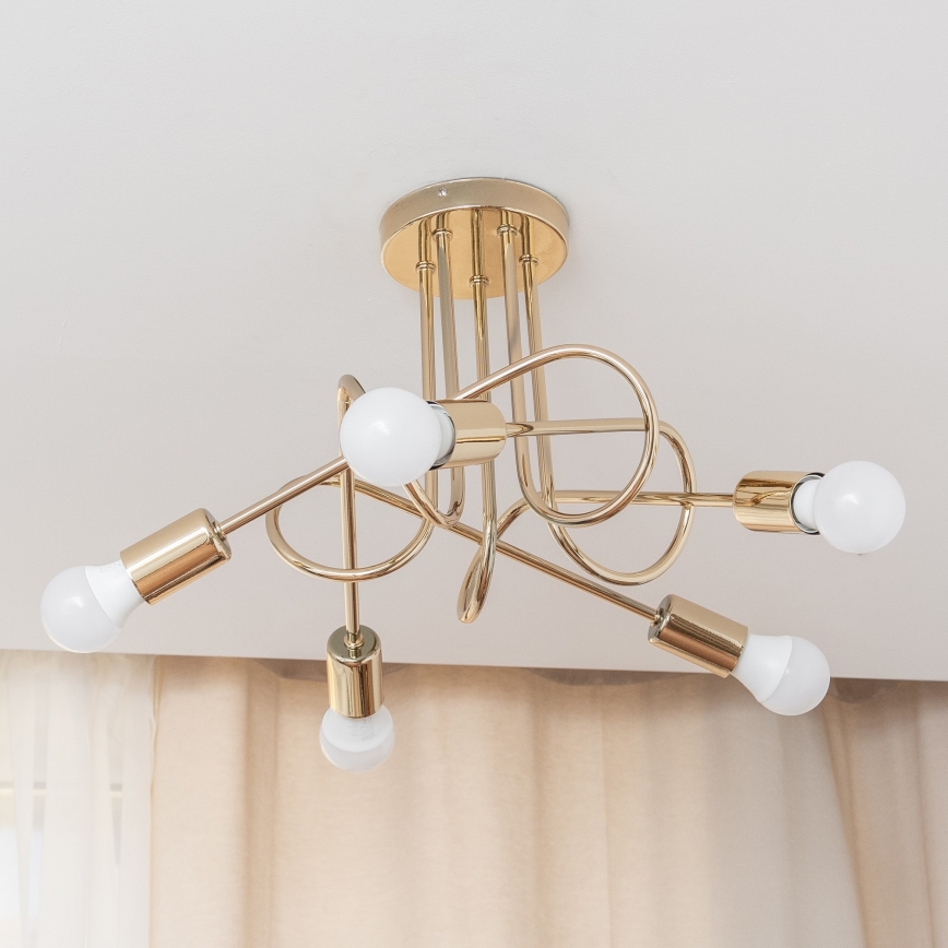 Lustre de tecto fixo OXFORD 5xE27/15W/230V dourado