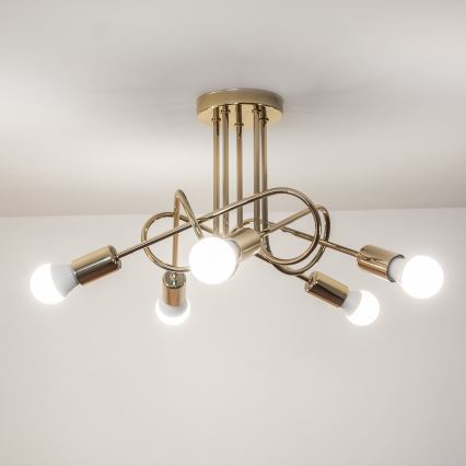 Lustre de tecto fixo OXFORD 5xE27/15W/230V dourado