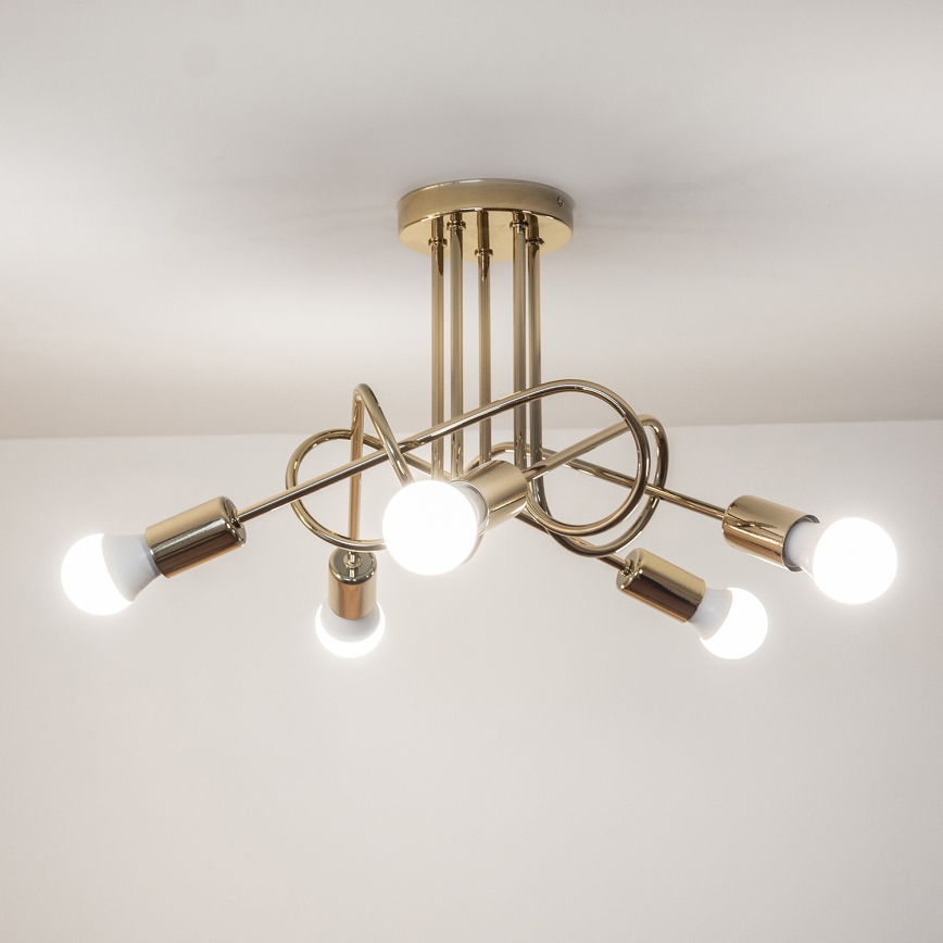Lustre de tecto fixo OXFORD 5xE27/15W/230V dourado