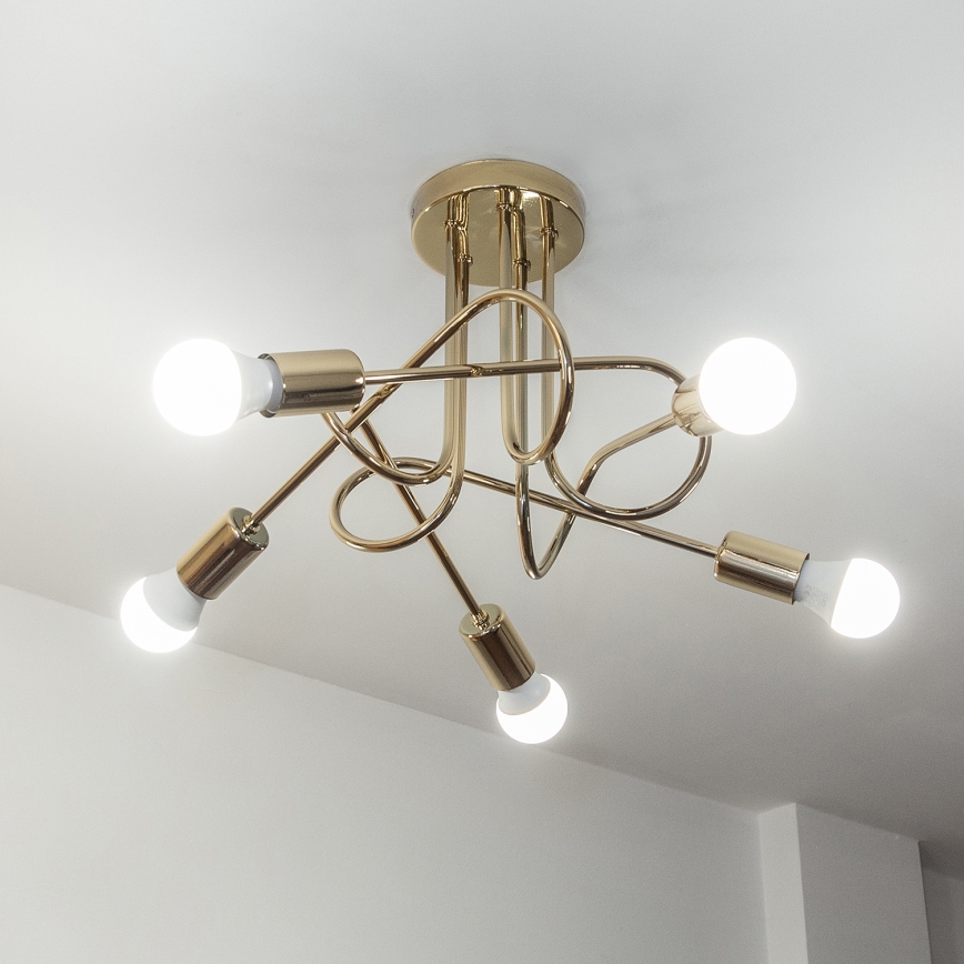 Lustre de tecto fixo OXFORD 5xE27/15W/230V dourado