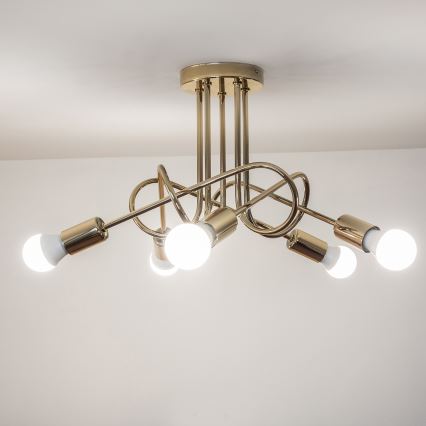 Lustre de tecto fixo OXFORD 5xE27/15W/230V dourado