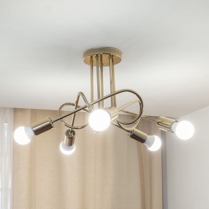 Lustre de tecto fixo OXFORD 5xE27/15W/230V dourado