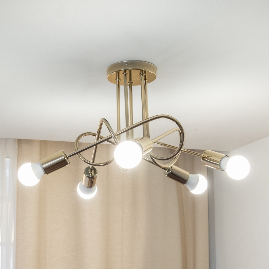 Lustre de tecto fixo OXFORD 5xE27/15W/230V dourado