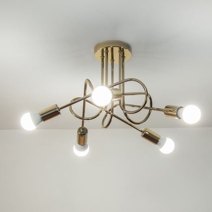 Lustre de tecto fixo OXFORD 5xE27/15W/230V dourado
