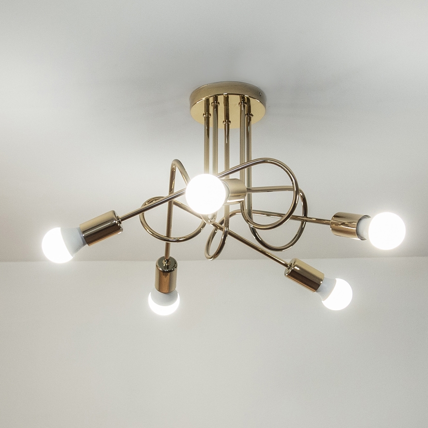 Lustre de tecto fixo OXFORD 5xE27/15W/230V dourado