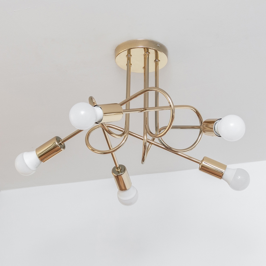 Lustre de tecto fixo OXFORD 5xE27/15W/230V dourado